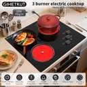 GIHETKUT Electric Cooktop, 220V 5000W Stove Top, 9 Power Levels, Kids Lock & Timer, Hot Surface Indicator, Overheat Protection,knob and touch control 3 Burner Electric cooktop, counter top stove