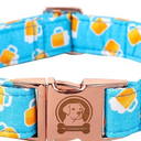 MR. CHUBBYFACE Spring Summer Dog Collar, Cute Blue Beer Dog Collar, Adjustable Durable Soft Natural Fabric Pet Collar for Small Medium Large Dogs (XS)