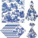12 PCS Cloth Napkins 20 x 20 Inch Polyester Country French Toile Dinner Napkin Reusable Napkin with Hemmed Edges Washable Napkins for Wedding Party Restaurant Banquet Table Decorations
