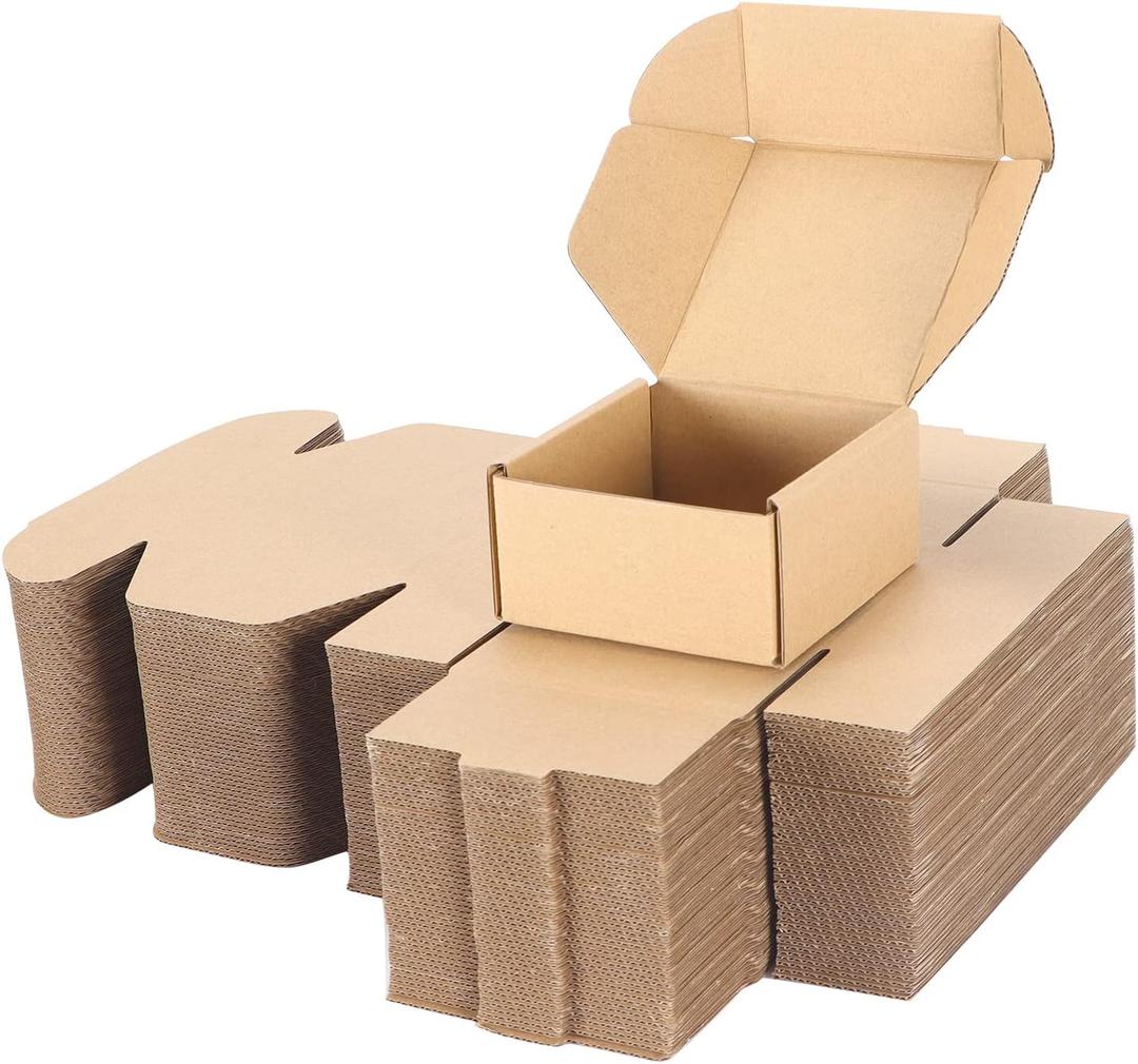 PHAREGE 4x4x2 inch Shipping Boxes Bulk 50 Pack Brown, Tab Lock Tuck Top Mailer Boxes for Packaging Small Business, Small Cardboard Gift Boxes for Wrapping Mailing Present