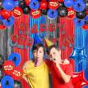 Red Spider Web Birthday Decorations For Boys,Large Number Balloons for Kids Party Decorations,Happy Birthday Banner,Foil Fringe Curtains