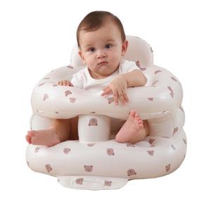 Upgrade Surround Inflatable Baby Seat for Babies 3-36 Months, Built in Air Pump Surround Bumbo Seat with Tray, Load-Capable Baby Chair Sit Me up Floor Seat for Baby, Learning to Sit&Feeding (Bear)