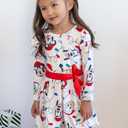 Disney Princess Frozen Elsa Minnie Mickey Stitch Ruffle Sleeve Dress A Line Long Sleeve Kids Clothes Baby to Toddler (XS)