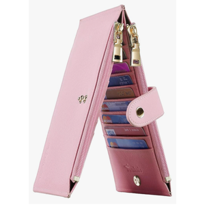 Travelambo RFID Wallet Women Large Size Bifold Multi Card Wallet Case with Zipper Pocke Credit Card Holder for Women