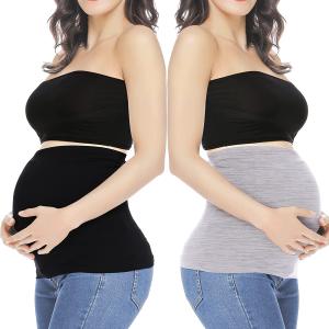Belly Bands for Pregnant Women Maternity Band for Pants Postpartum Belly Band Pregnancy Band for Jeans (3, Black + Light Gray)