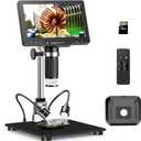 Hayve 4K Digital Microscope，48MP HDMI Coin Microscope with 7inch IPS Screen，1500X Soldering Microscope with Lights，Entire Coin Microscope，Compatible with PC/TV，Bottom Transmitted Light，32GB