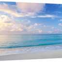 iKNOW FOTO Blue Beach Sun Ocean Landscape Canvas Prints Modern Stretched and Framed Seascape 1 Panel Giclee Prints Stunning Wall Art for Living Room and Bedroom Decor 20x48 Inches