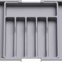 Lifewit Silverware Drawer Organizer, Expandable Utensil Tray for Kitchen, BPA Free Flatware and Cutlery Holder, Adjustable Plastic Storage for Spoons Forks Knives, Large, Grey