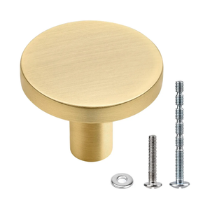 5 Pieces Round Cabinet Knobs Brushed Gold, Zinc Alloy Kitchen Cabinet Hardware Cupboard Knobs Small Drawer Knobs