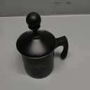 Milk Frother 14oz (400ml) Non electricEasy to Clean, Can Warm Milk Directly, Also for cold milk, Make Creamer Milk, For Latte, Cappuccinos, Perfect for Camping, Travel, Home (Black)