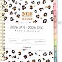 Forvencer 2026 Planner, Weekly and Monthly Calendar Planner for Women, Jan 2026 - Dec 2026, 8.5" x 11", Hardcover Planning Agenda book with Monthly Tabs, Spiral Bound, Inner Pocket, Cute Journal Organizer Notebook for Office School, A4 Size, Leopards