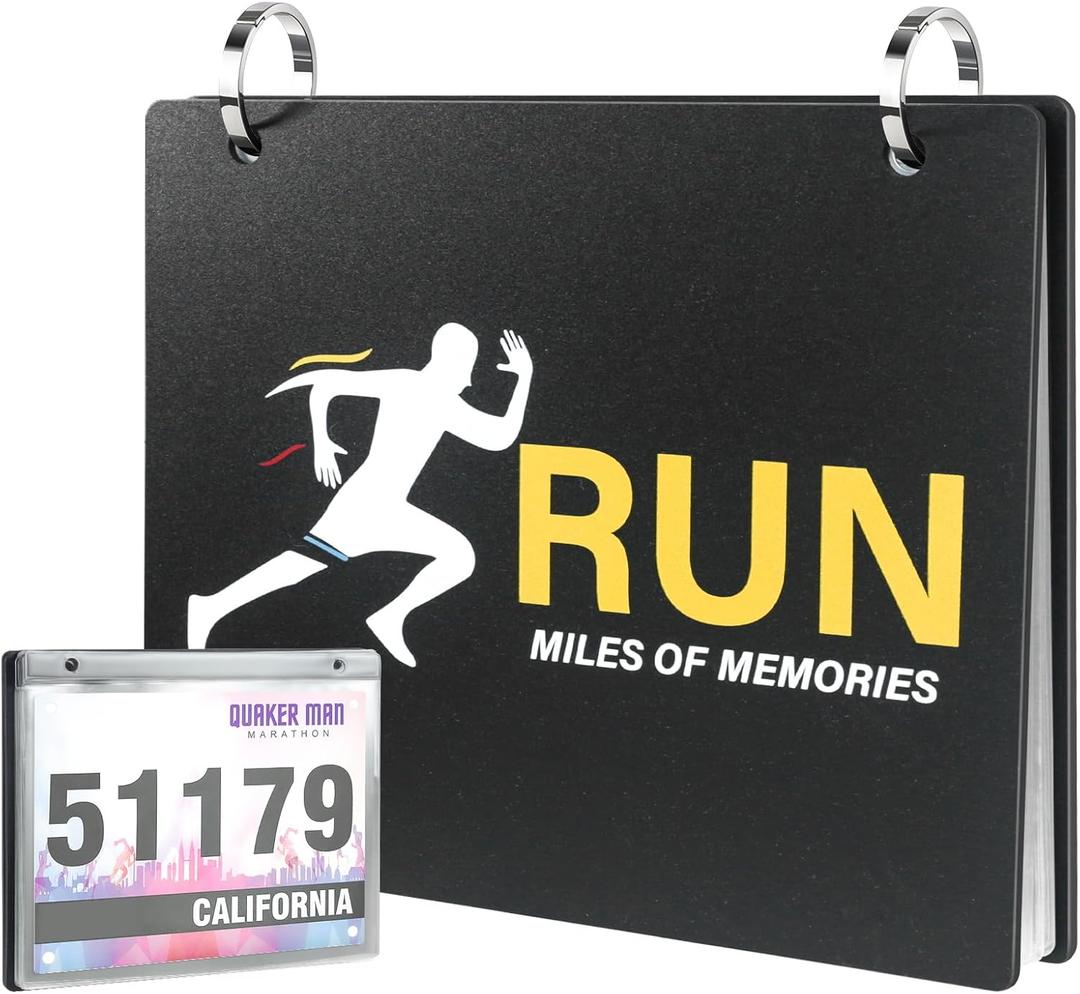 Race Bib Holder, Bib Number Sleeves, Vinyl Sheet Protectors, Runner's Race Bib Display Holder and Album, 20 Protective Sleeves/Pack
