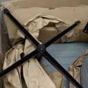 Sweetcrispy Criss Cross Chair Legged, Armless Office Wide Desk Chair No Wheels, Swivel Vanity Height Adjustable Fabric Modern Computer Task Seating for Home - Grey