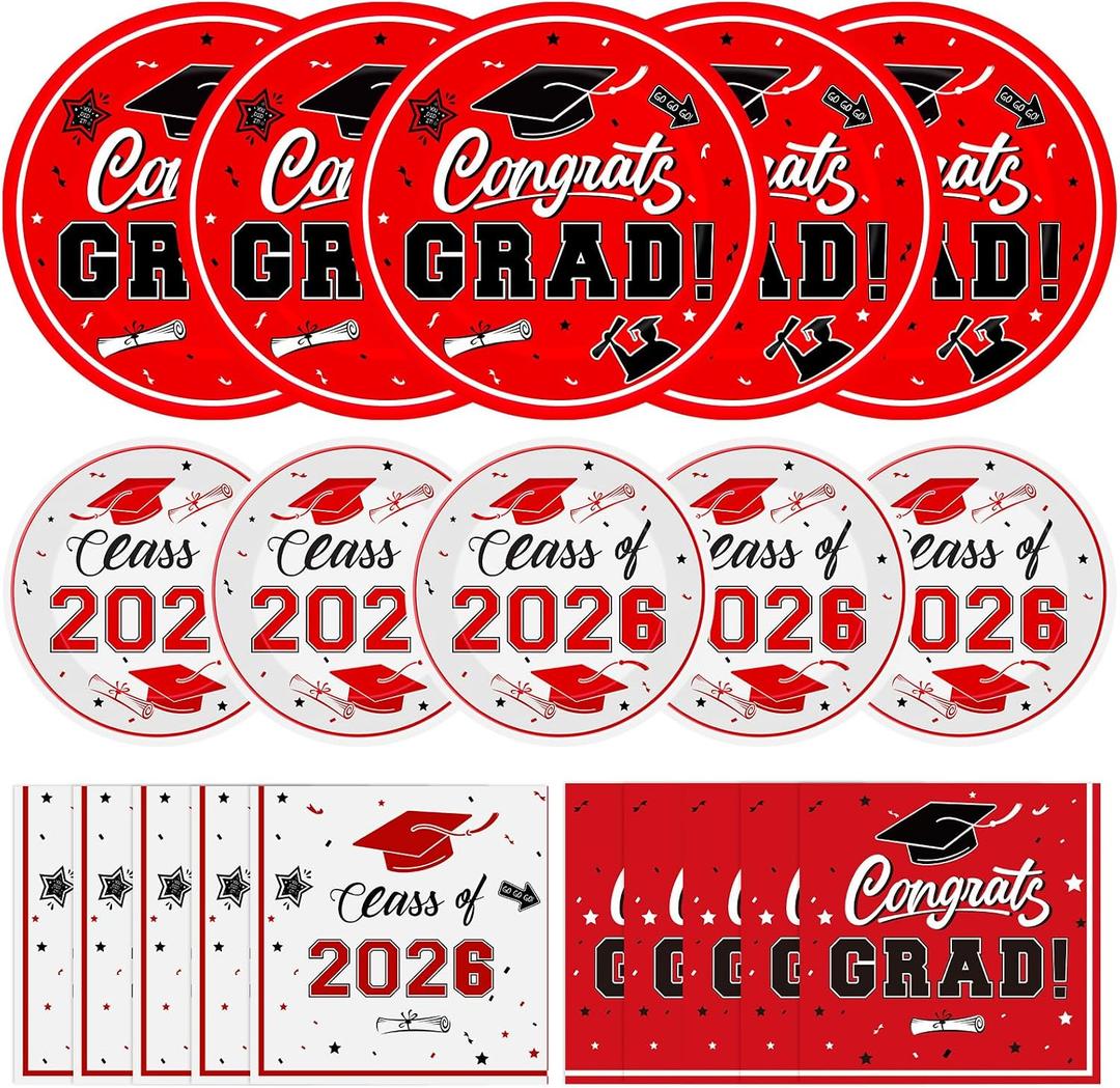 Litmitfu 150 Pcs Graduation Plates and Napkins 2026 - Blue Congrats Grad Class of 2026 Paper Dessert Dinner Plates Napkins Set for Graduation Party Decorations Supplies Table Decor, Serves 50