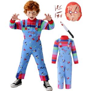 Chucky Costume for Kids Halloween Child's Ghost Costume Toddler Cospaly Outfit (Medium(4-5 Years))
