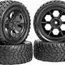 RC Station 12mm Hex RC Wheels and Tires for Hyper Go H16BM H14BM Tires and Wheels 1/14 1/16 with Foam Inserts for Traxxas Wltoys 144001 etc 1/18 RC Car Street Tires Wheels Preglued
