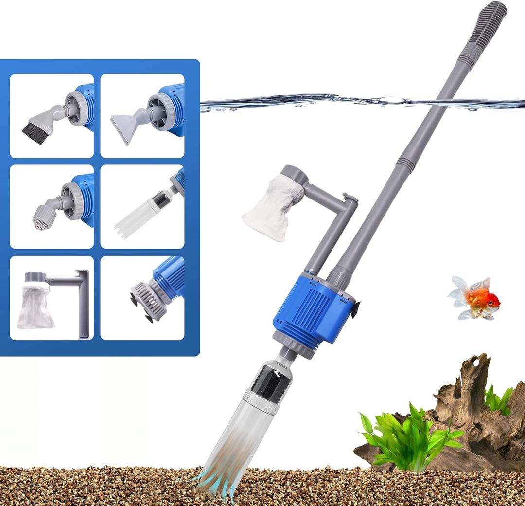 boxtech Upgraded Electric Aquarium Cleaner, 12V DC/28W Auto Fish Tank Gravel Cleaning kit 6 in 1 Change Water and Wash Sand Filter for Aquarium 10-200 Gallon (DC24V aquarium electric gravel cleaner)