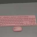 Wireless Keyboard and Mouse Combo, Full Size Compact Quiet Wireless Keyboard and Mouse Set 2.4G Ultra-Thin Sleek Design for Windows, Computer, Desktop, PC, Notebook, Laptop,Round Keys Pink