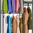 Heavy Duty Rolling Garment Rack 3 Tiers Adjustable Wire Shelving Clothes Rack with 1 Rods and Side Hooks,Storage Closet Clothing Rack Black 15.7" D x 43.3" W x 76.5" H