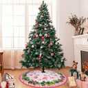 Flamingos Christmas Tree Skirt 36 Inch Xmas Tree Mat Party Decor Supplies for Holiday Home Decorations (Medium)