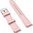 Juntan Curved Ends Silicone Watch Band 20mm 22mm Universal Soft Rubber Sport Replacement Watch Straps for Moonswatch Multiple Colors Watch Bands Men Women (Pink)