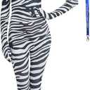 Full Bodysuit Include Zipper Helper Womens Costume Without Hood Spandex Zentai Unitard Body Suit (Large, Zebra)
