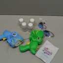Kids Bubble Gun 2 Pack Dino Bubble Machine Gun for Toddlers with 4 Solutions Outdoor Toys Automatic 13-Hole Bubbles for Kids Blower Maker Easter Basket Stuffers Valentines Gift Party for Boys Girls (Blue+green)