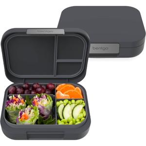 Bentgo® Modern - Leak-Resistant Bento Lunch Box For Adults, Teens, & Larger Appetites; Reusable BPA-Free Meal Prep Container with 3 or 4 Compartments, Dishwasher/Microwave Safe; 5 Cups (Dark Gray)