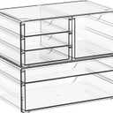 Yieach 2 Pack Acrylic Drawer Organizer With 6 Drawers,Stackable 11.1 Large Clear Storage Drawers and Makeup Organizer For Vanity,Bathroom Countertop,Cabinet,Pantry,Office Supply Storage Bins Drawers