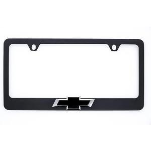 Chevy Chevrolet Metal Black License Plate Frame Tag Holder with 3D Bowtie Emblem