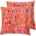 Abstract Geometry Red Throw Pillow Covers Set of 2 Couch Pillow Case Decoration Cushion Covers for Sofa Home Living Room Bedroom Outdoor 18X18 Inch