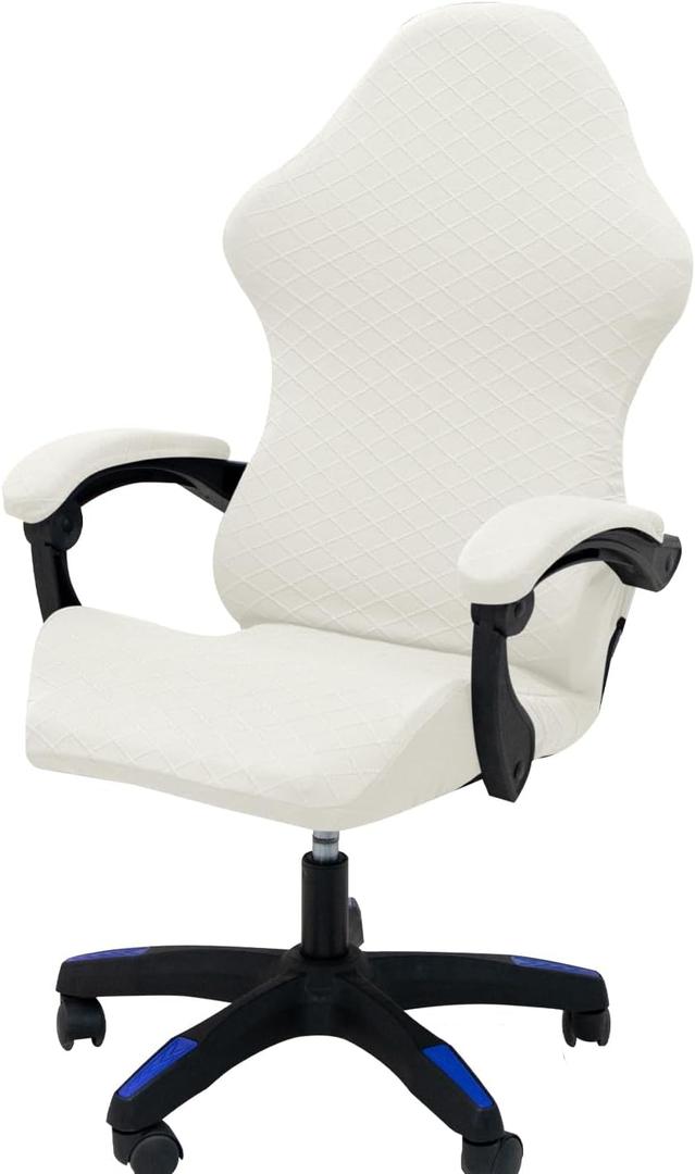 Gaming Chair Cover Set with Armrest Covers, Jacquard Stretch Slipcover1-Piece Form Fit Cover & Chair Armres Covers Includedno Chair (Cream)