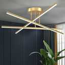 AIRYPHANT Gold LED Chandelier, 3-Lights Modern Semi Flush Mount Ceiling Lighting Fixture for Kitchen Dining Room Foyer Entry Bedroom, 23.82” 18W
