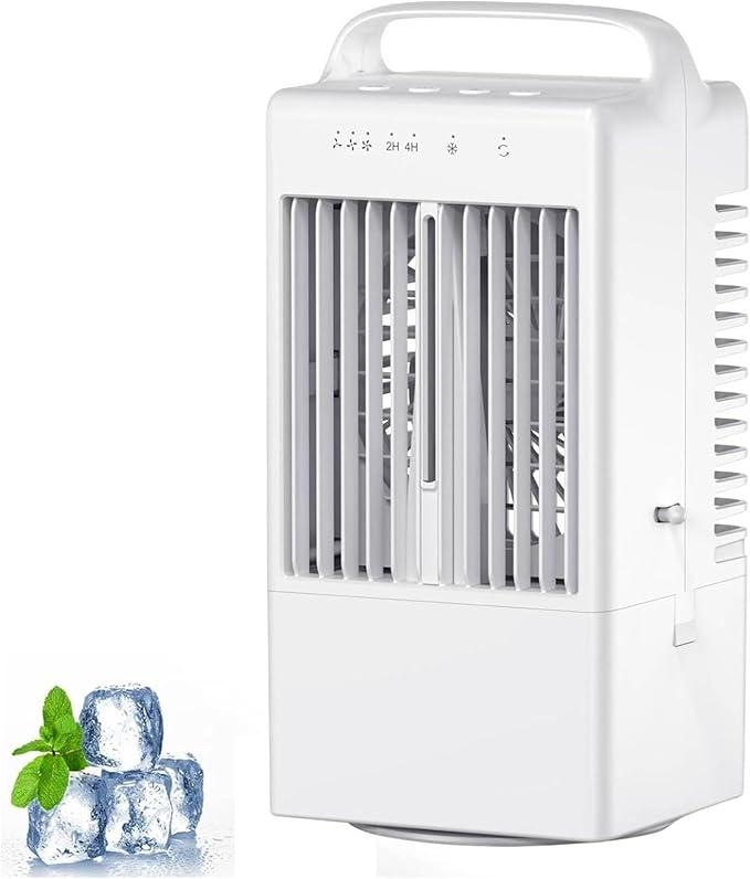 Portable Air Conditioner Fan Desktop Evaporative Cooler Small Air Conditioner Fans Quiet Desktop Cooling Fan 3 Wind Speed 2-4H Timer for Room, Bedroom, Office, Camping (B)