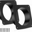 3 Inch Duct Connector Flange, Metal Dryer Vent Connector Fittings, Square to Round Straight Ducting Plate for Heating, Cooling and Ventilation Systems - 2 Packs, Black