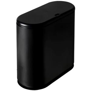 Sooyee 10-Liter Rectangular Plastic Trash Can Wastebasket with Press-Type Lid, 2.4-Gallon Garbage Container Bin for Bathroom, Powder Room, Bedroom, Kitchen, Craft Room, Office (Black)