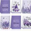VitalCozy 6 Pcs Lavender Summer Kitchen Towel Set Funny Housewife Farmhouse Rustic Bath Hand Towel for Holiday Bathroom Gift, 24 x 16 Inches(Purple,Lavender)