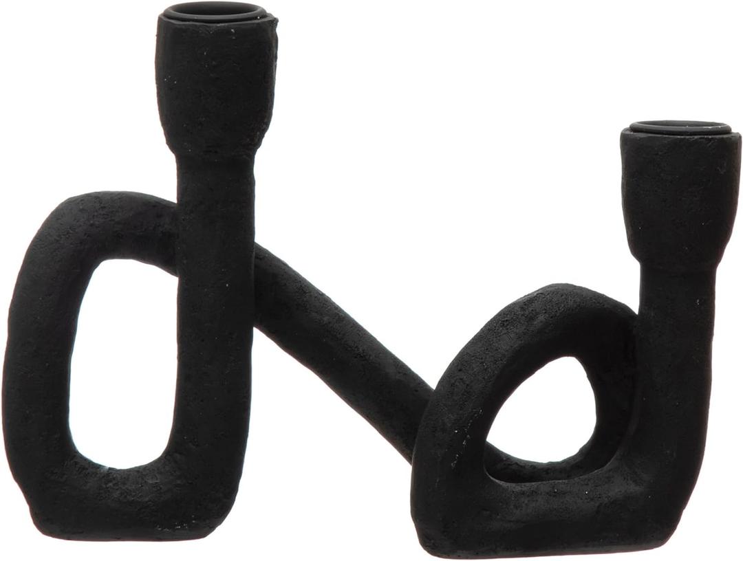 Bloomingville Modern Sculptural Double Taper Candle Holder, Black