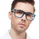 MARE AZZURO Oversized Square Reading Glasses 5.00 Men Large Readers Big Face 1.00 1.25 1.50 1.75 2.00 2.25 2.50 2.75 3.00 3.50 4.00 5.00 6.00 (Blue, +500)