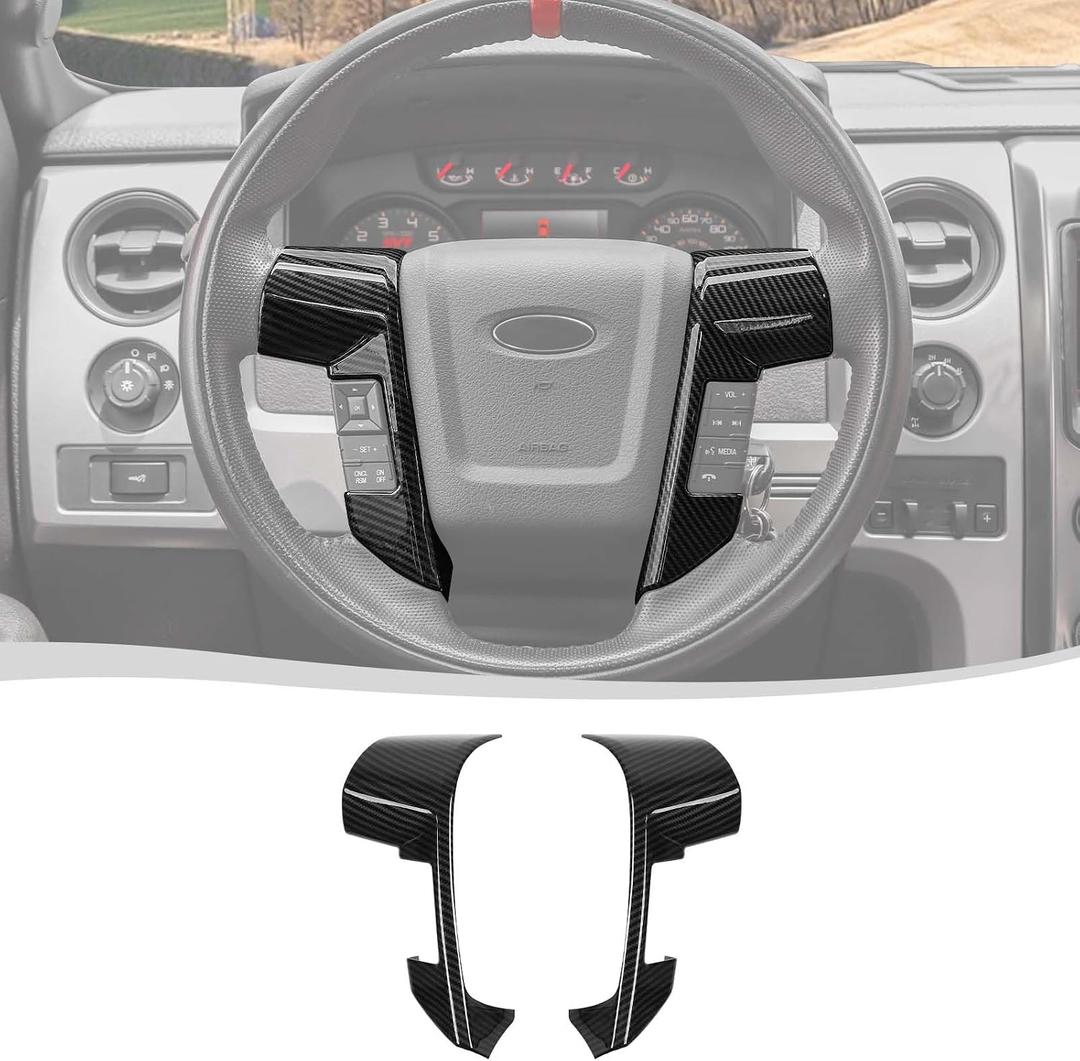 Voodonala for Ford F150 Raptor 2009-2014 Center Steering Wheel Panel Cover Compatible with Ford F150 Raptor 2009-2014, Carbon Fiber (Only for Raptor)