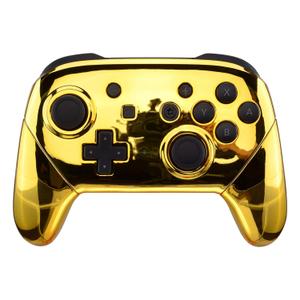 eXtremeRate Chrome Gold Faceplate Backplate Handles for Nintendo Switch Pro Controller, Glossy DIY Replacement Grip Housing Shell Cover for Nintendo Switch Pro - Controller NOT Included