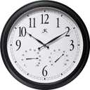 Infinity Instruments 24 inch Classic Black Wall Clock Thermometer Humidity Outdoor | Round Outdoor Wall Clock | Outdoor Indoor Thermometer Clock Hygrometer | Great for Garage, Patio, Pool, Outdoors