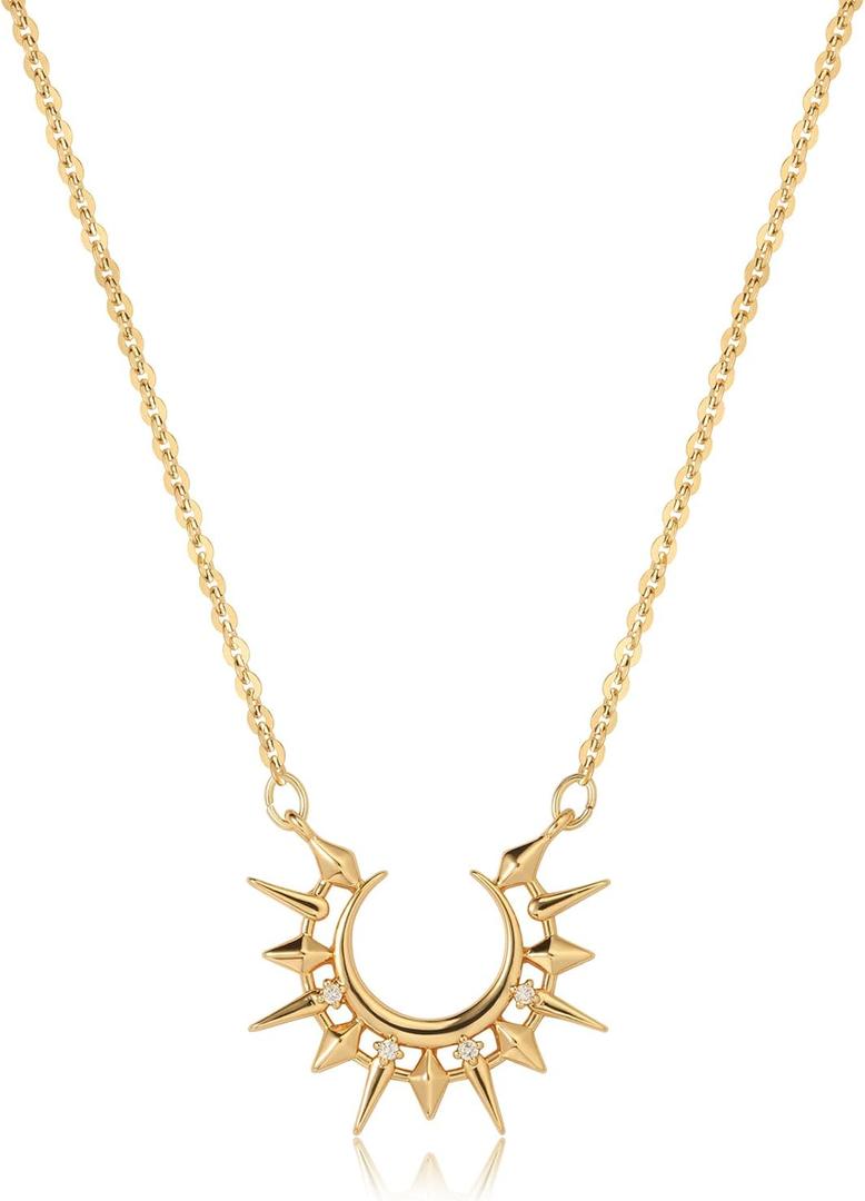 MEVECCO Dainty Gold Sun Moon Necklace for Women 18k Gold Plated Moon and Sun necklace Pendent Necklace Cubic Zircon Minimalist Handmade Necklace for Jewelry Gifts