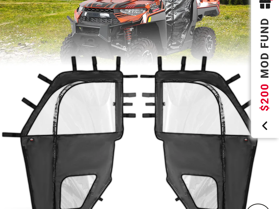UTV Cab Enclosure Upper Doors for Ranger XP 1000 (2017-2025) SKU: B0102-03401BK-KM