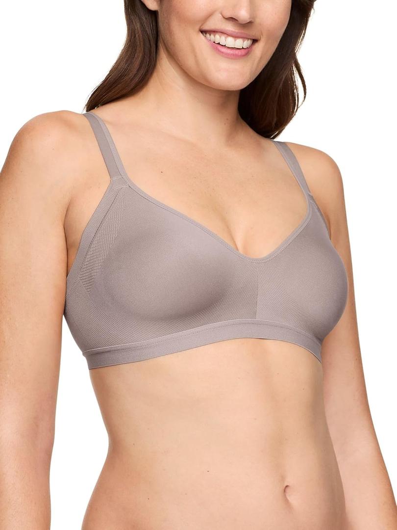Warner's Womens Blissful Benefits Women's Underarm-Smoothing with Seamless Stretch Wireless Lightly Lined Comfort Bra (Medium, Mink)