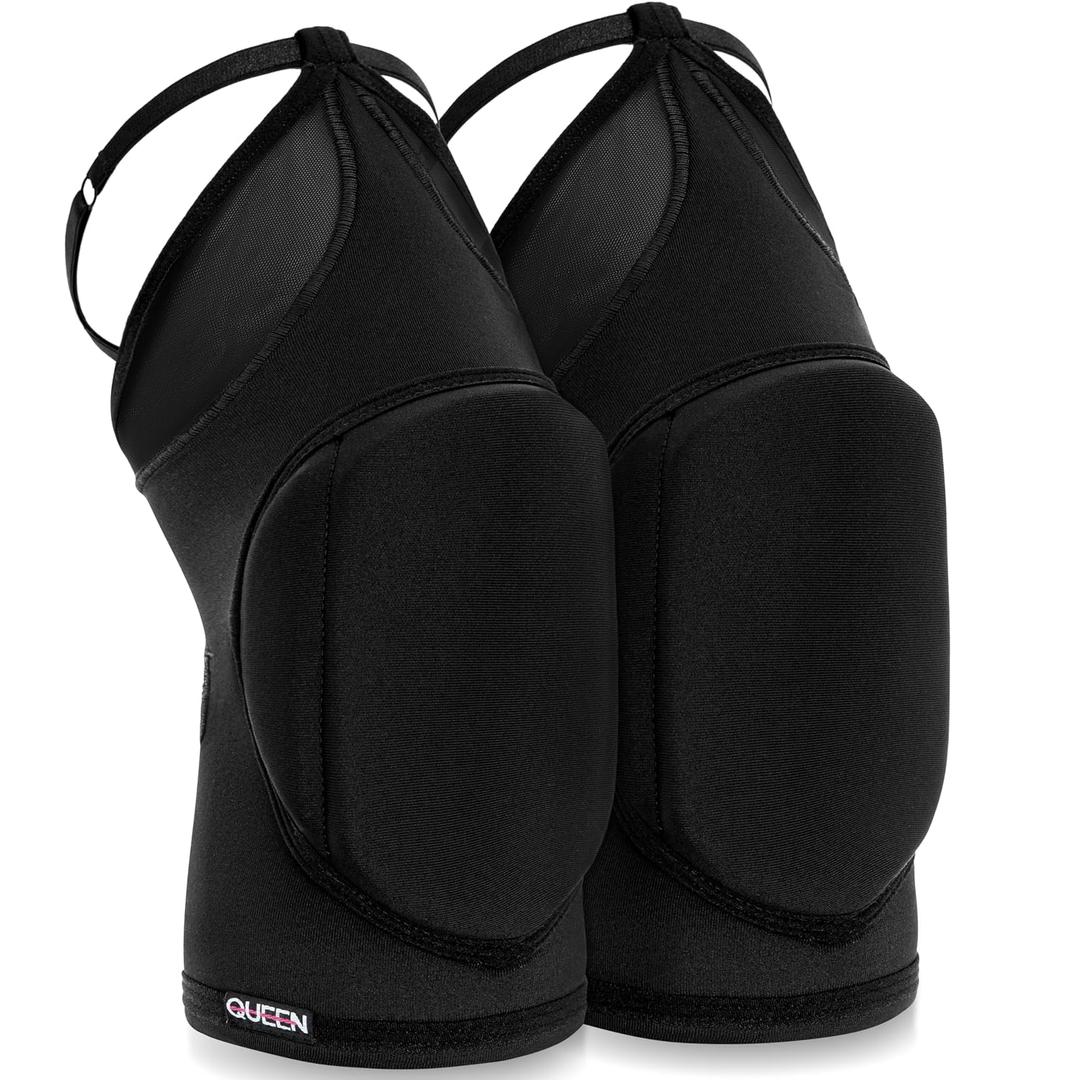Queen Wear Black Fire Pole Dance Knee Pads Perfect Woman Protection for Ballet Modern Dance and Indoor Sports (XXL)