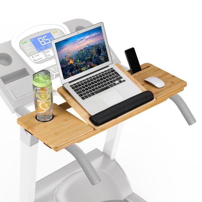 Treadmill Laptop Desk, Bamboo Treadmill Laptop Stand Holder, Treadmill Desk Attachment, Computer Stand Tray for Treadmill