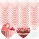 Mini Heart Shaped Dessert Cups with Spoons 2.7 oz Valentine Day Plastic Appetizer Cup Clear Disposable Reusable Heart Shaped Bowl for Valentine Wedding Party Cakes Ice Cream(Pink,40 Set)