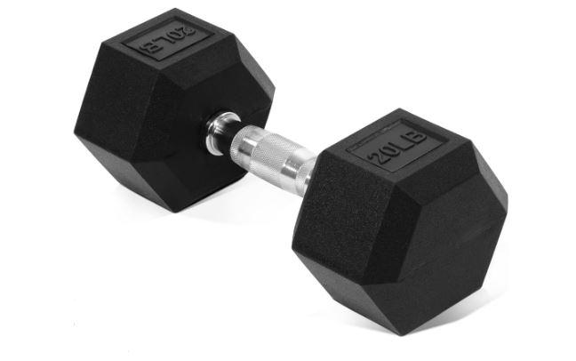 Yes4All Chrome/Rubber Grip Encased Hex Dumbbells  Hand Weights With Anti-Slip, 20lb