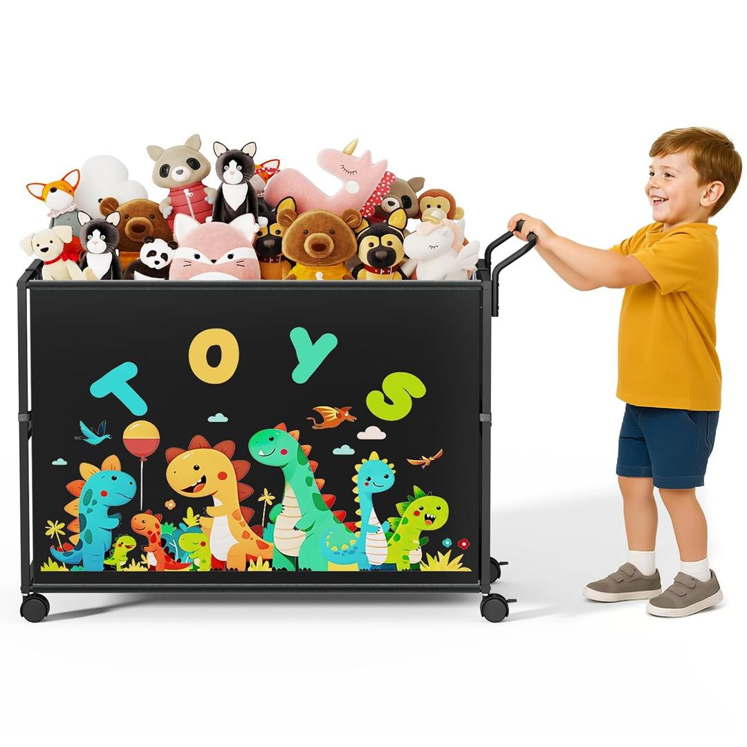 BBLIKE Toy Box for Kids - 200L Extra Large Toy Chest Storage with Wheels for Boys and Girls, Toy Organizer Bin for Stuffed Animals, Toy Basket for Bedroom, Nursery, Living Room, Playroom, Black